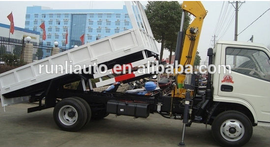 DFAC 3 ton knuckle boom truck/small dump truck crane