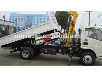 DFAC 3 ton knuckle boom truck/small dump truck crane